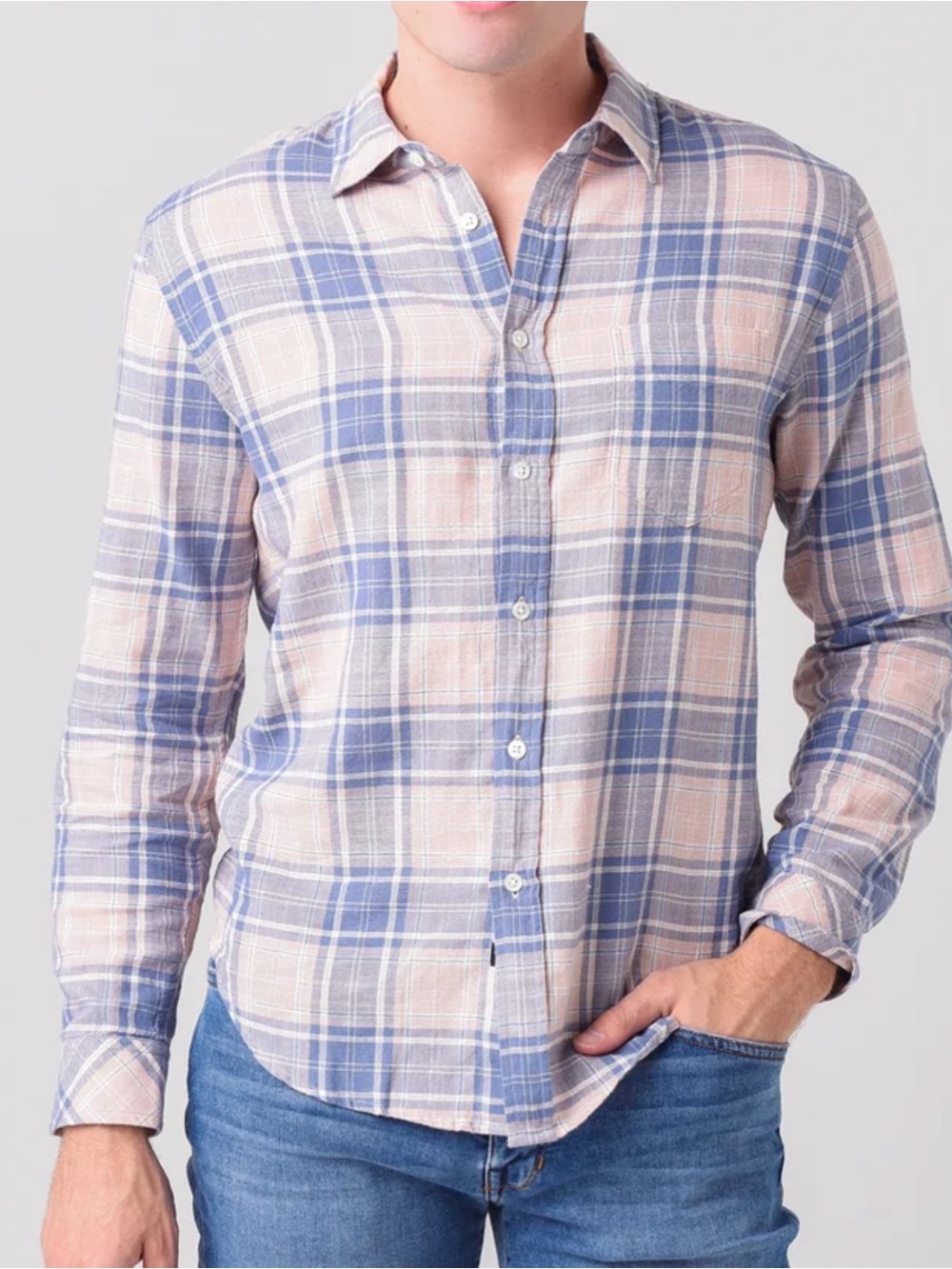 Rails Wyatt button down long sleeve shirt Mojave blue plaid Size Medium